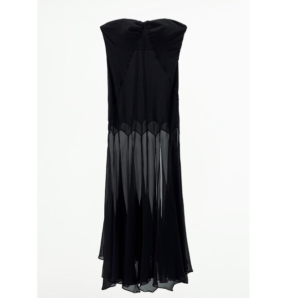 BLOGGER'S FAVE! Zara Semi Sheer Strapless Midi Dress Black NWT - Picture 12 of 14
